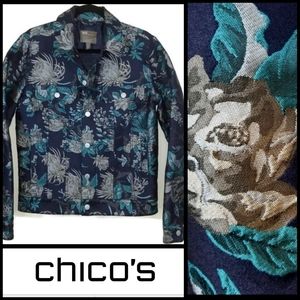 ASOS blue floral brocade jacket S